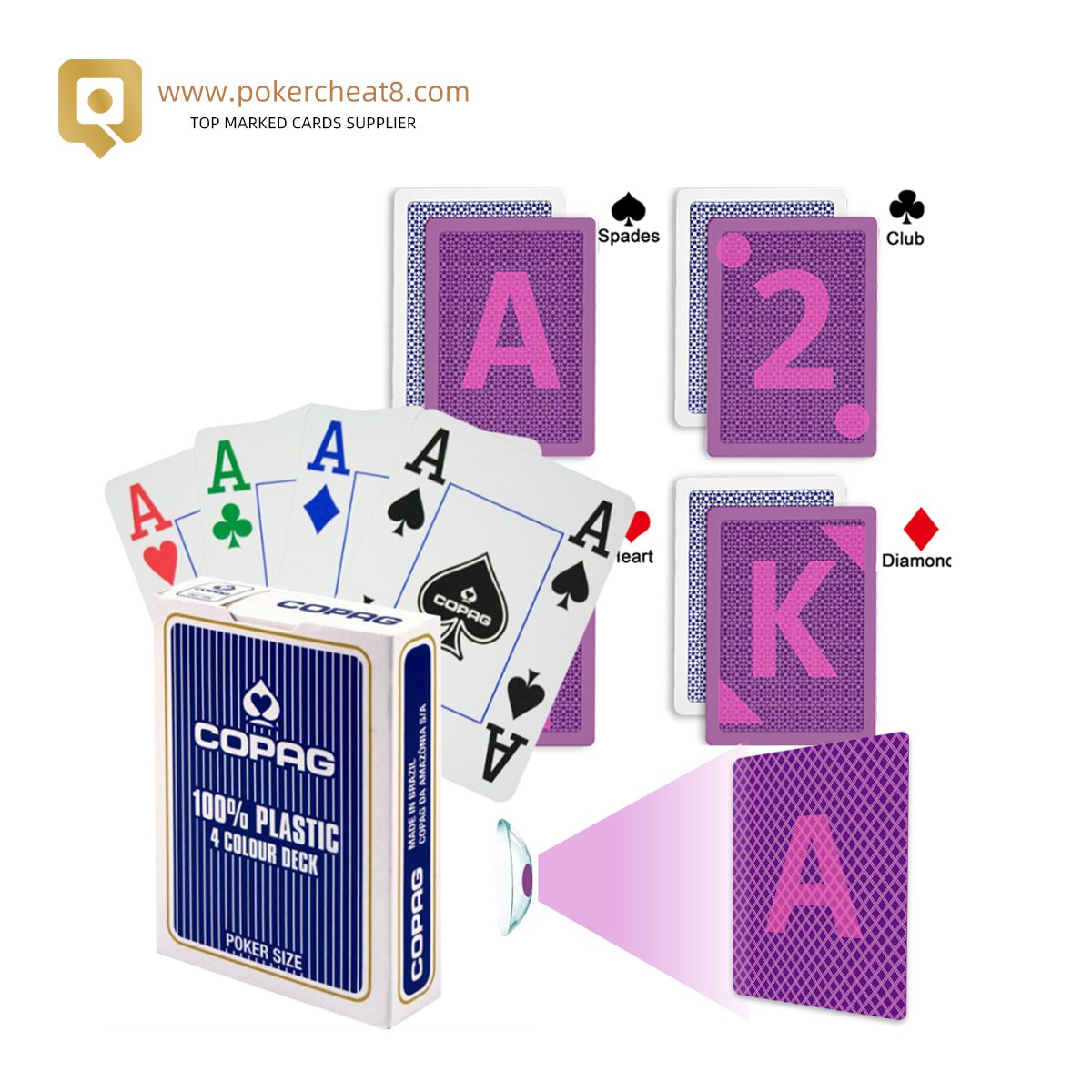 Copag 4 Color Luminous Marked Cards Of UV Contacts Lenses Top Marked