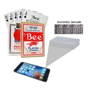 Bee 92 Cheating Poker Cards With Barcode Marking for Poker Hand Analyzer