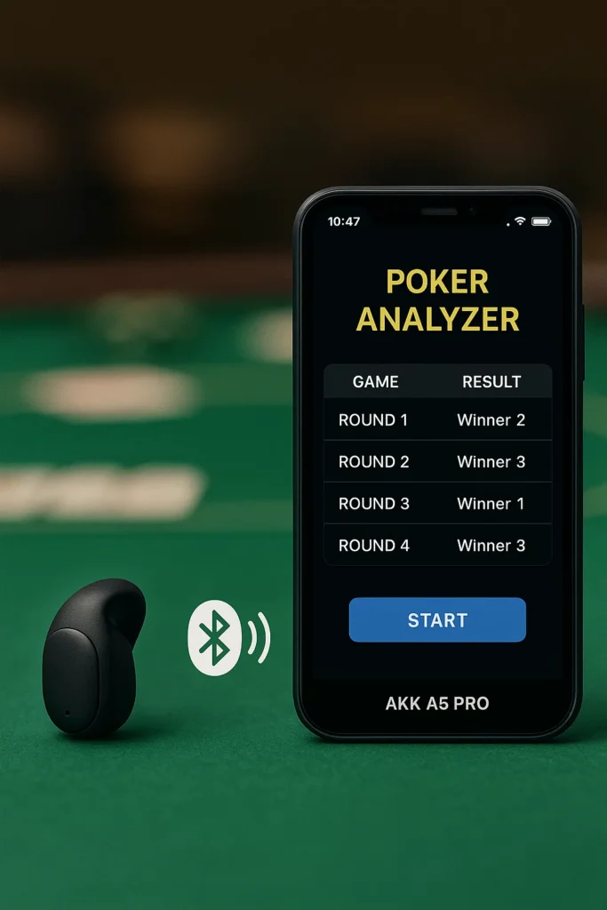 Pairing Bluetooth earpiece with AKK A5 Pro poker analyzer for secure