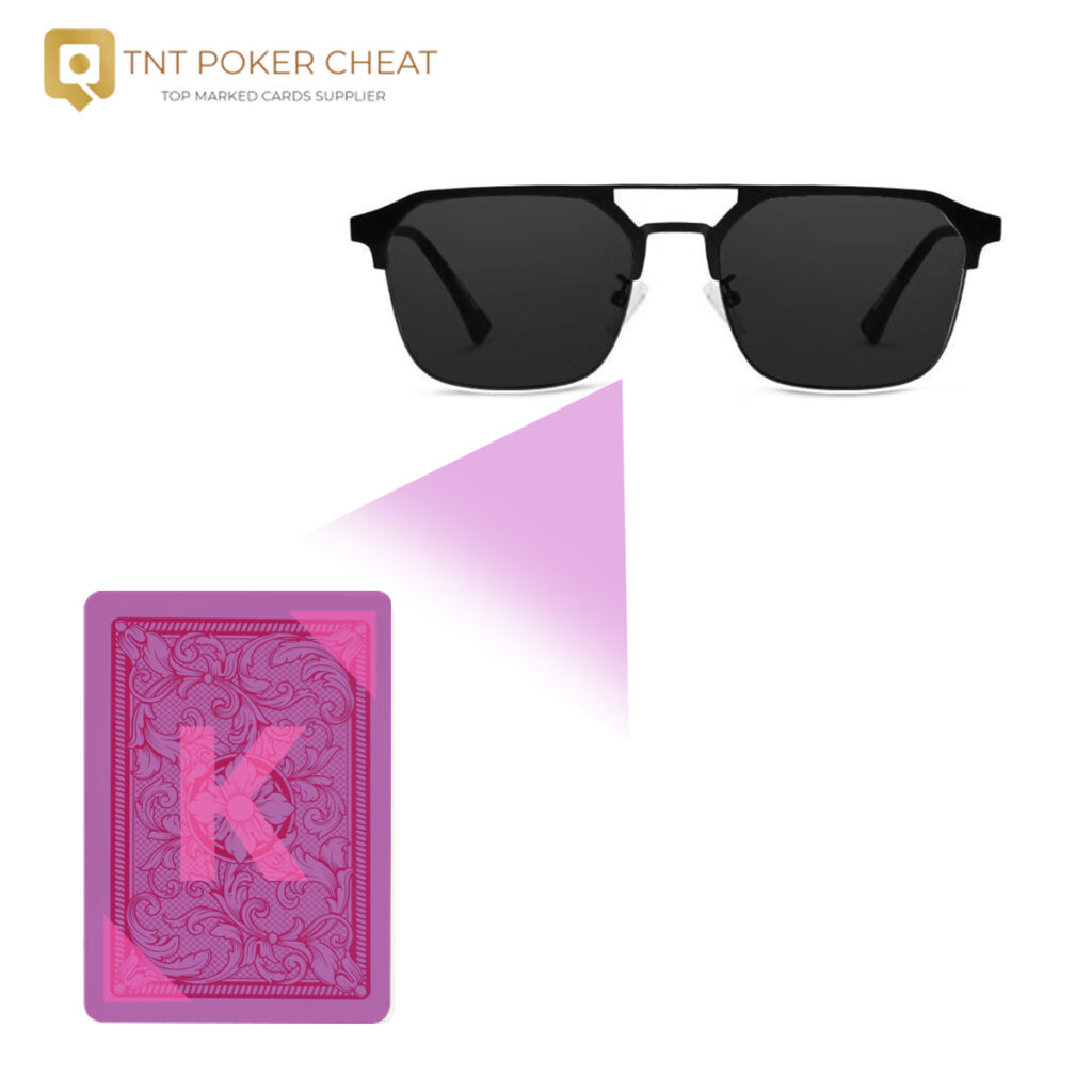 Marked cards glasses revealing hidden infrared ink markings on poker cards