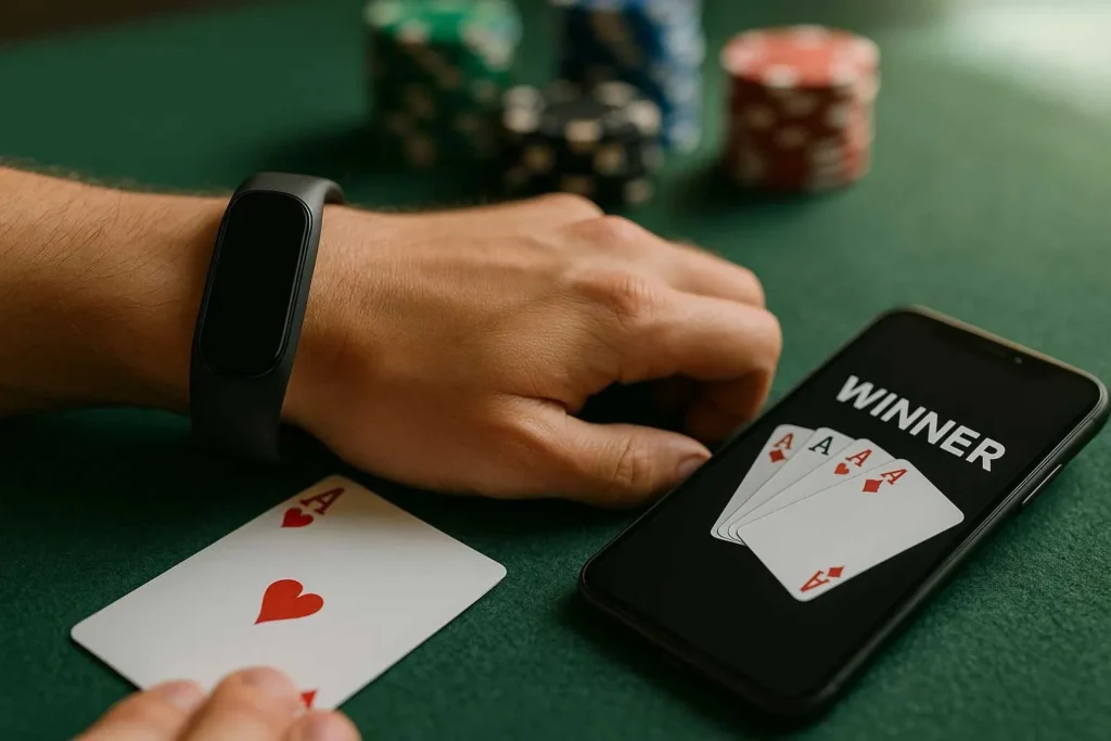 Máy quét poker đeo tay thông minh quét các lá bài có mã vạch trên bàn poker